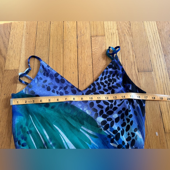 Y2K Vintage Blue Fairy Dress with Abstract Floral Print and Asymmetrical Hem - Picture 5 of 7